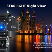 SOOCOO S80 экшн-камера Водонепроницаемая мини-видео встроенный wifi Спортивная DV камера Starlight Ночное Видение Поддержка внешнего микрофона
