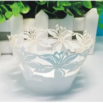 

50pcs Lily Flowers Cupcake Wrappers, Cup cake Muffin Paper Wrapper Wedding Christmas Birthday Party Home Decoration Supplies