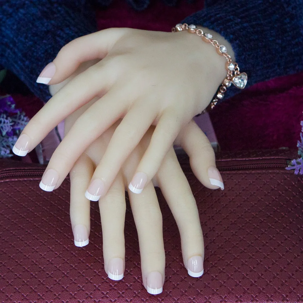 24 шт. декоративные накладные ногти для девочек и невесты|french nail tips|nails with gluefalse nails |