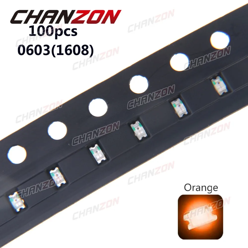 

100pcs SMD 0603 LED Orange Chip Surface Mount (1608) 20mA 2V Light Emitting Diode Lamp 610nm Bulb Electronics Components for PCB