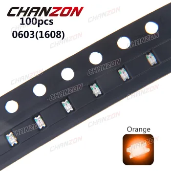 

100pcs SMD 0603 LED Orange Chip Surface Mount (1608) 20mA 2V Light Emitting Diode Lamp 610nm Bulb Electronics Components for PCB