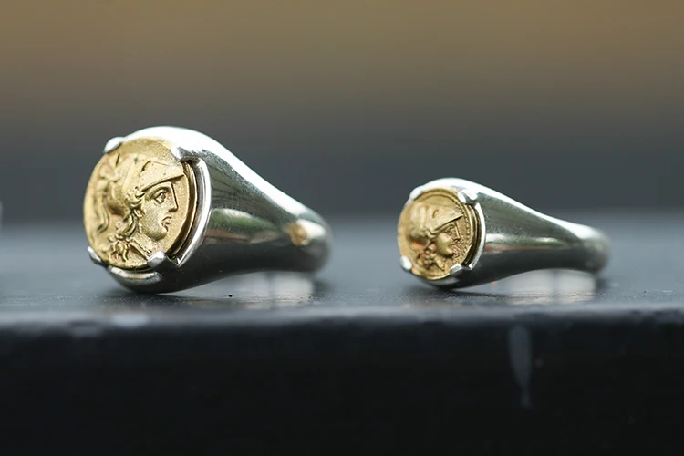 G/éom/étrique ancien fret grec cl/é mod/èle plat bague de mariage pour hommes noir argent deux ton 925 Sterling Argent 9MM