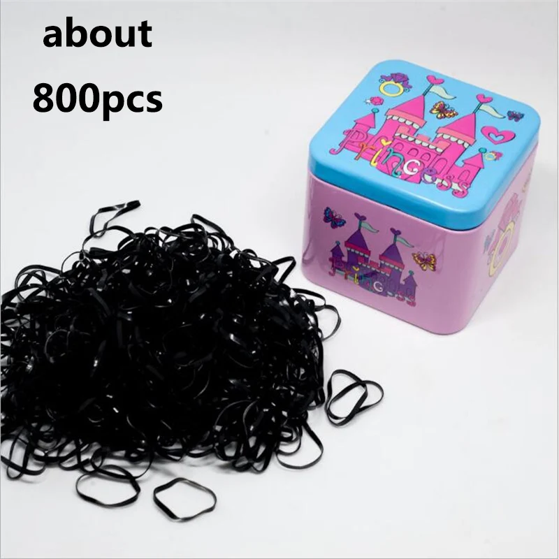 Acessórios para o Cabelo Bandas de Cabelo Arco-íris dos Desenhos Bandas de Borracha Meninas Elástico Caixa Presente Hairband Kawaii Headdress Doces Cor Animados 800 Pçs - Set 10 Acessórios para cabelo