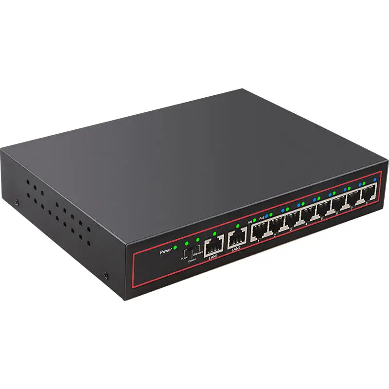 

DIEWU 8+2 Ports POE Switch 250M POE Power Over Ethernet Switch VLAN switch Built in Power supply 10/100M