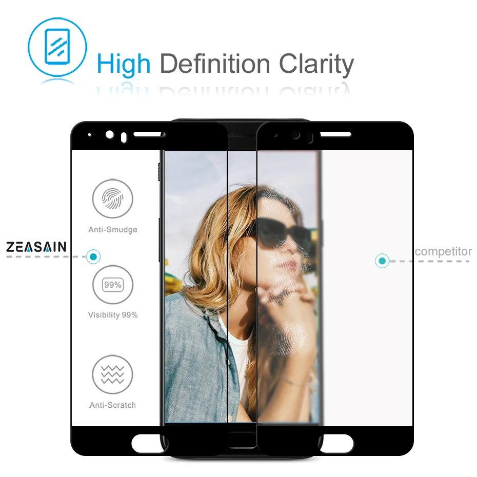 2 Pack Original ZEASAIN 9H Full Cover Tempered Glass Screen Protector For OnePlus 5 Five OnePlus5 One Plus 5 1+5 Pro Prime Film (3)