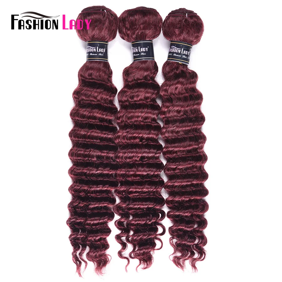Deep Wave Red Wine Human Hair Bundles 99j# Brazilian Hair Bundles 1 Piece Non-Remy Extensions Human