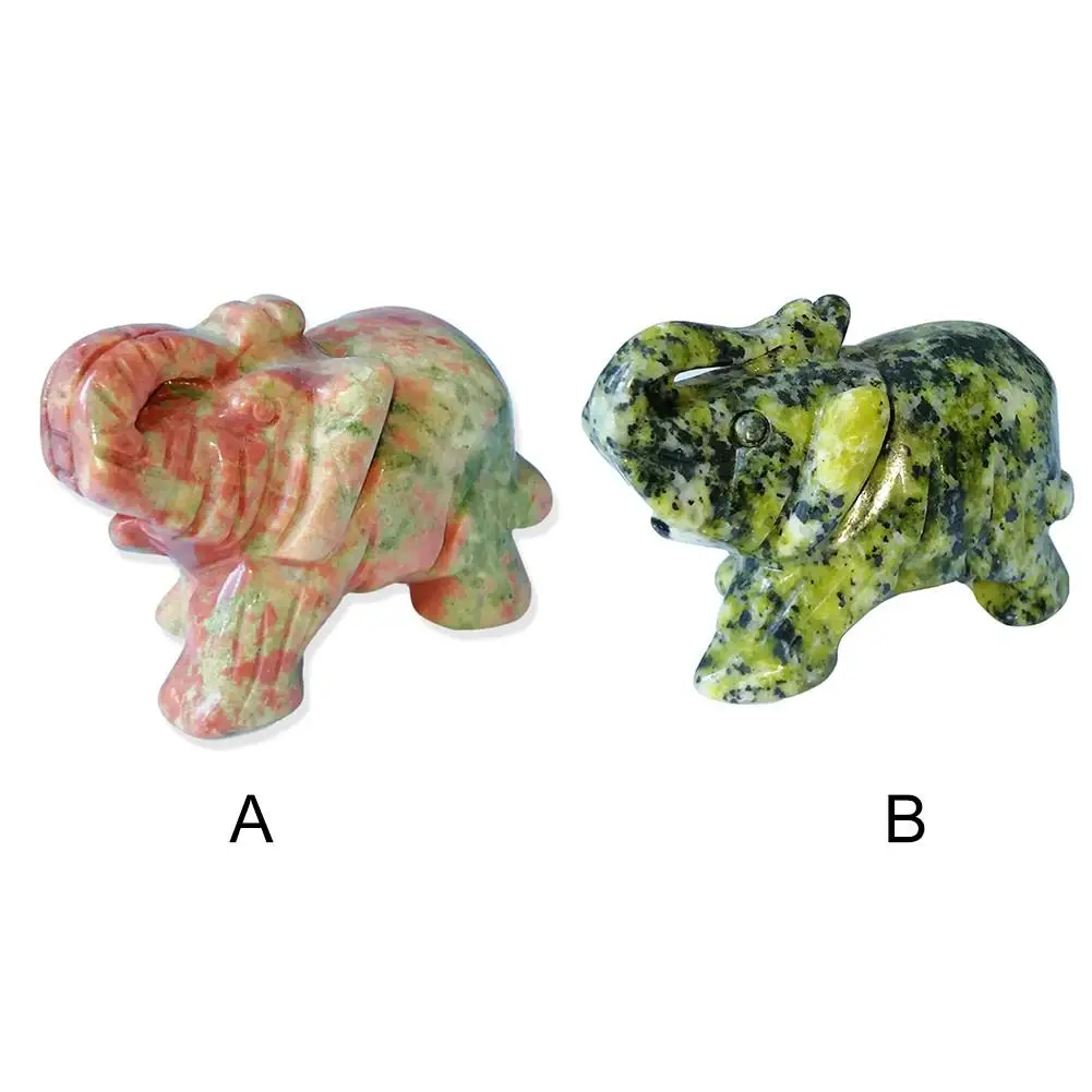 

1.5 Inch Carving Crafts Ornaments Elephant Statue Jade Stone Living Room Home Decoration Ornament or Gift