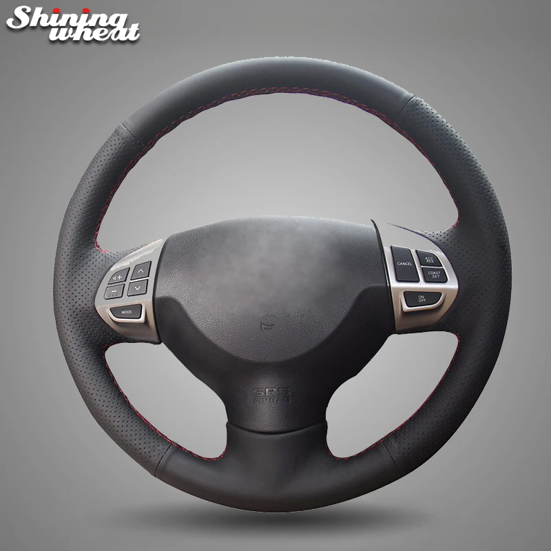 

BANNIS Black Genuine Leather Steering Wheel Cover for Mitsubishi Lancer EX 10 Lancer X Outlander ASX Colt Pajero Sport