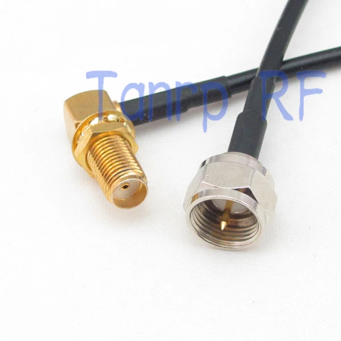 

6in F male plug to SMA female right angle 90 degree RF connector adapter 15CM Pigtail coaxial jumper cable RG174 extension cord