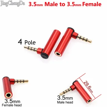 

JCD 1PCS 3.5mm Male to Female 90 Degree Right Angled Adapter Audio Microphone Jack Stereo Plug Connector 4 Pole
