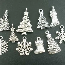 Doreen Box Lovely 40 шт смешанный античный серебряный Рождественский тематический кулоны, подвесы, фурнитура(B02718