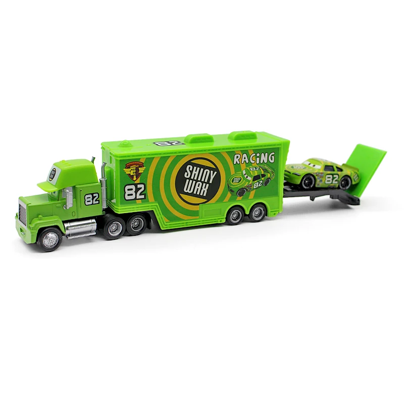 Дисней Pixar автомобиль 2 шт./лот No.82 Mack грузовика + маленький Блестящий воск 1:55 литья