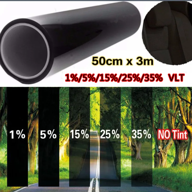 

Car window tint film 50cm*300cm glass VTL 5% roll black for car side window house commercial solar protection summer car sticker