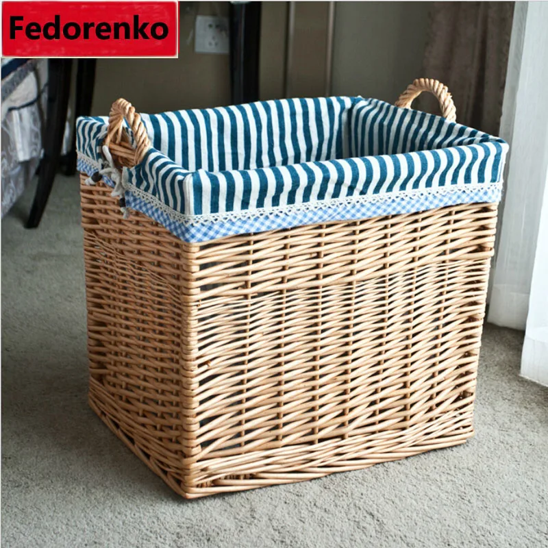 Large rattan wicker storage baskets woven straw laundry basket wicker cesto de roupa suja kids storage basket for toys wasmand
