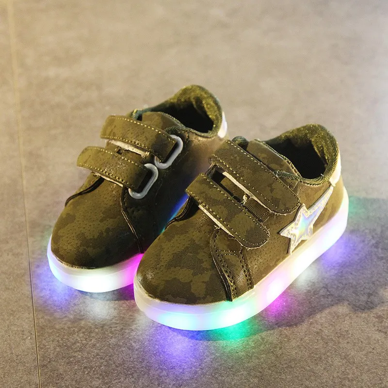 

New Arrival Kids Casual Lighted Shoes Girls Boys Glowing Camouflage Sneakers Children Shoes Led Light Baby Girl Lovely Shose