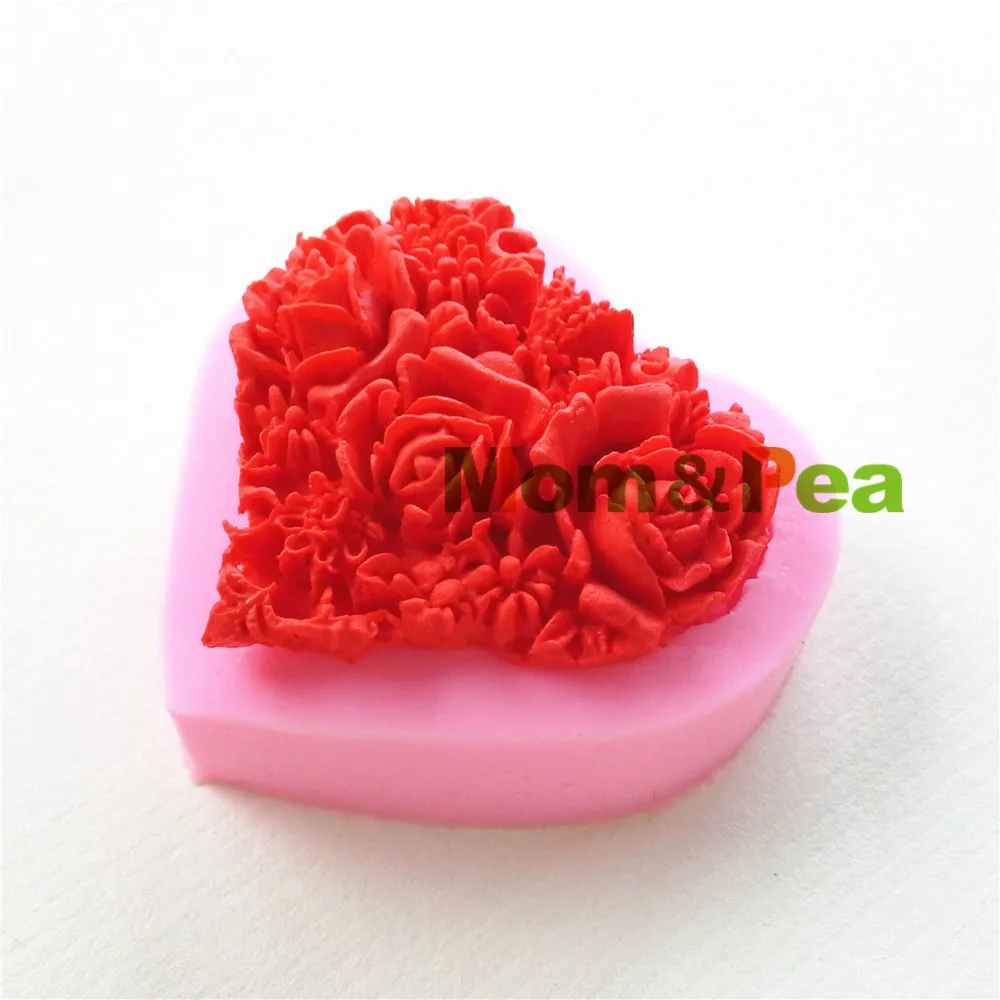 Mom&ampPea 0851 Free Shipping Heart Flower Shaped Silicone Press Mold Cake Decoration Fondant 3D Food Grade | Дом и сад