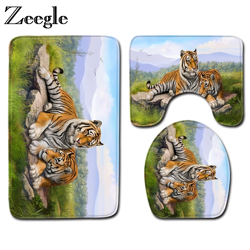 Zeegle 3 قطعة حمام الحصير مجموعة الحمام السجاد البساط بساط للحمام مجموعة عدم الانزلاق الحمام طقم سجادة/ حصيرة الفانيلا سجاد حمام دش غرفة الحصير
