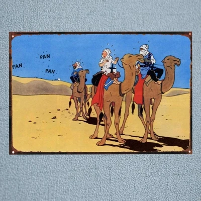 Франция Tintin мультфильм фильм жестяная вывеска металлическая пластина железная живопись детская комната настенный бар кофе домашнего искусства Ремесло Декор 30X20 см DU-2552 - Цвет: DU1050