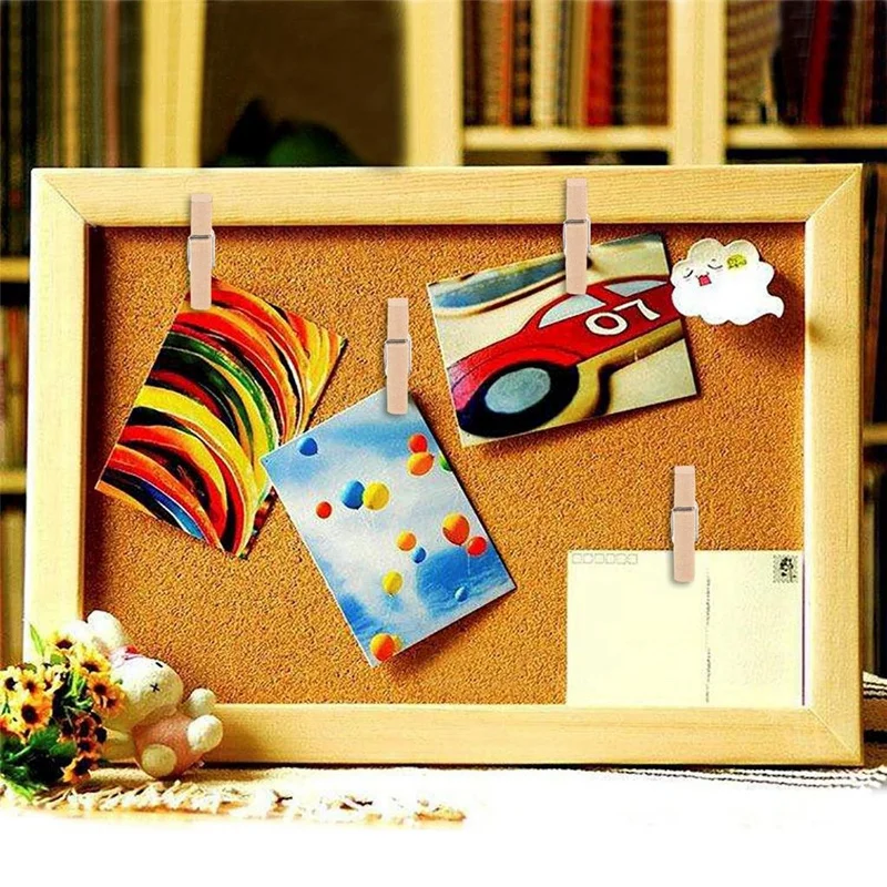 Push Pins with Wooden Clips Pushpins Tacks Thumbtacks, Creative Paper Clips with Pins for Cork Boards Notes Photos Wall and Cr