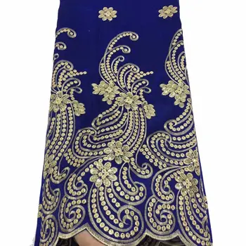 

George Lace Fabric for Dresses Latest Nigerian French Tulle Lace with Velvet Sequins High Quality African Sequins Lace Fabric