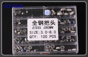 

Free Shipping 100pcs Steel Stainless Watch Crowns Different Sizes 3.0-8.0mm for Watch Repair