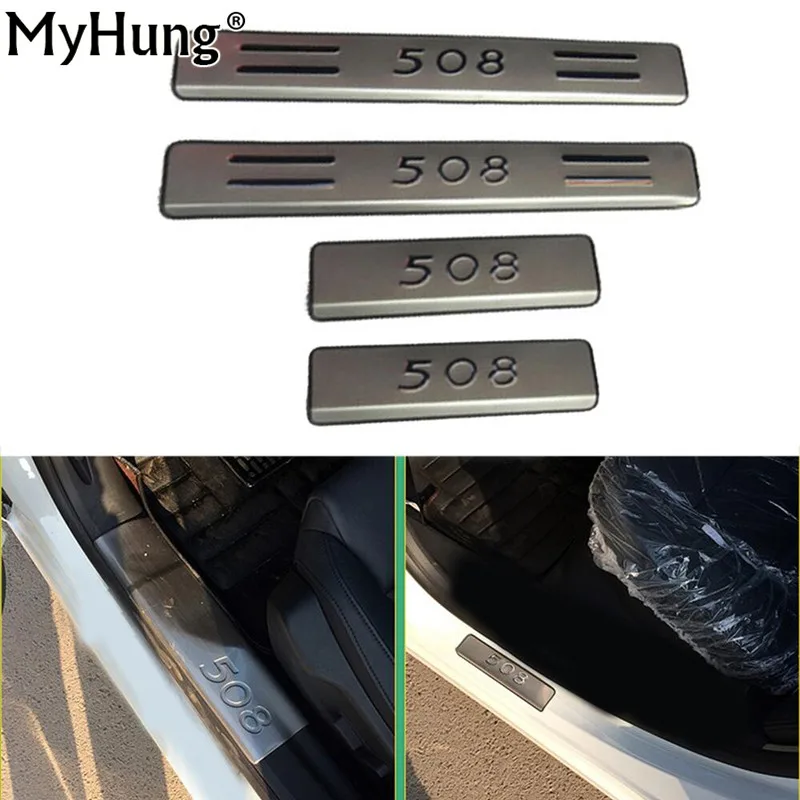 4pcs Per Set Stainless Steel Door Sill Scuff Plate For Peugeot 207 206