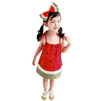 

Toddler Baby Kids Girls Slip Dress Watermelon Casual Ribbons Beach Dress de fiesta de nocherobe fille modis E1