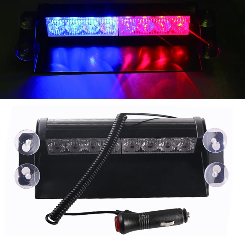 

HYZHAUTO 1Pcs 8LED Strobe Light Police Flashing Warning Lights Car Truck Windshield Emergency Strobe Lamp 3 Flashing Modes 12V