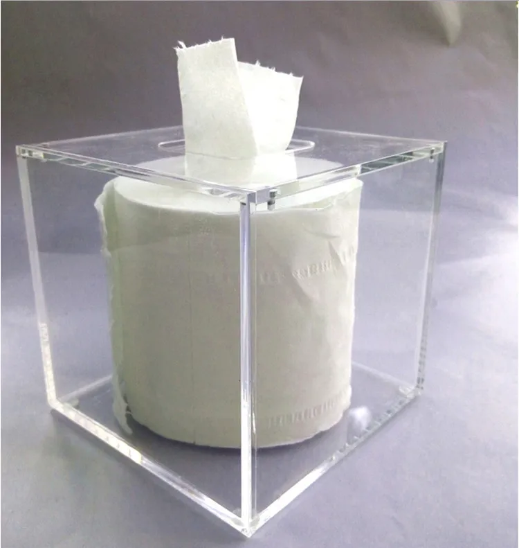 

Acrylic magnetic square tissue box, high-end fashion acrylic transparent tissue holder , plexiglass napkin tray