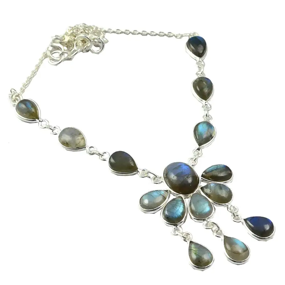 

Nature Labradorite Necklace 925 Sterling Silver, 44.5 cm, MHBNE0045