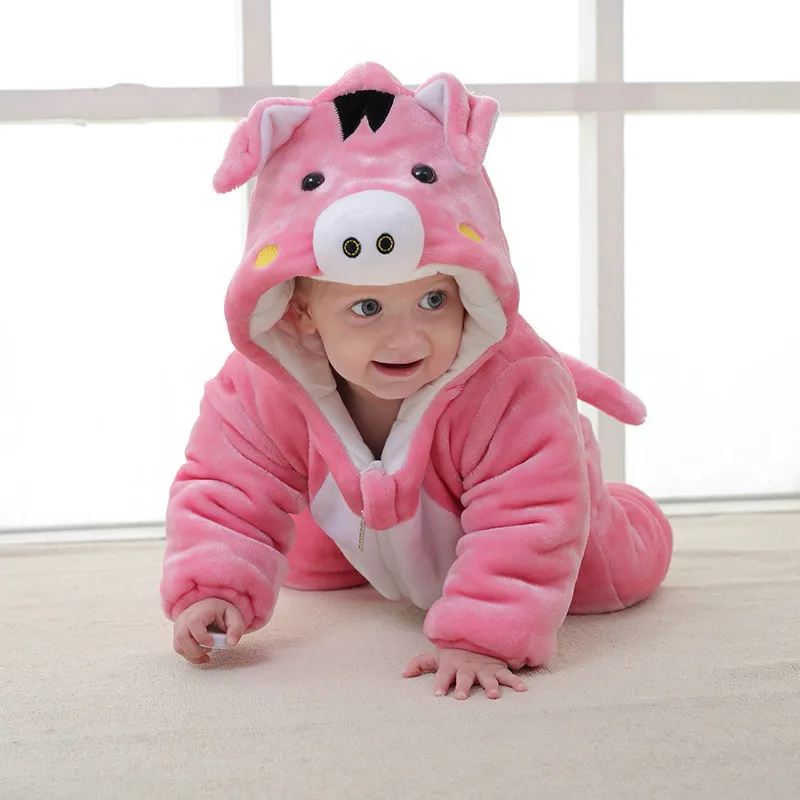 

Baby Clothing Boy Girls Clothes Cartoon Animal Pig Cotton Newborn Toddler Rompers Cute Penguin Infant Newborn Winter Clothing