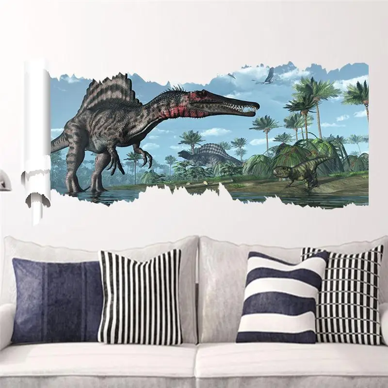 3D Dinosaurs Wall Stickers Jurassic Age Living Room Decorations Cartoon