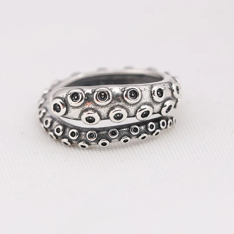 Genuine 925 Sterling Silver Vintage Octopus Tentacles Ring Compatible With European Jewelry