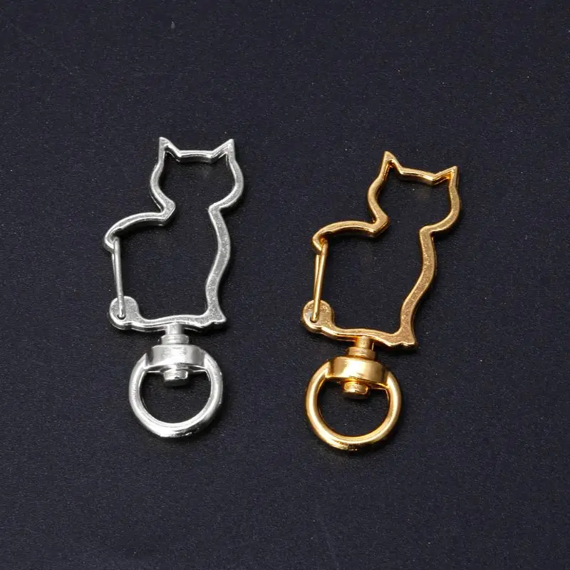10 шт., металлические поворотные застежки для кошек, застежка-карабин, крючок, брелок, разделенное кольцо для ключей, застежки для самостоятельного изготовления брелоков