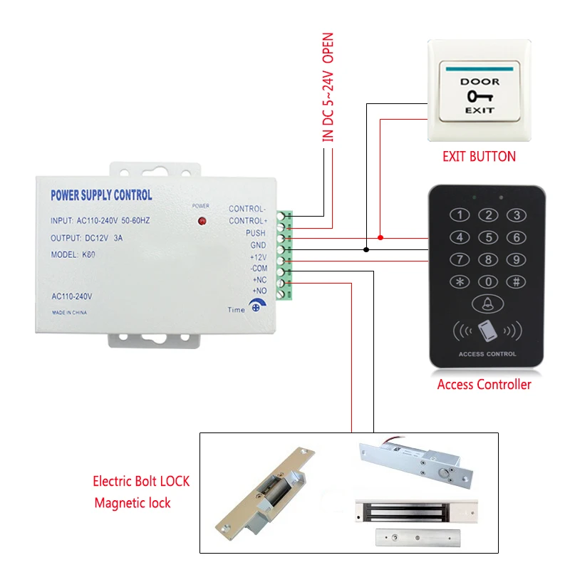 

DC 12V/3A New Door Access Control system Switch Power Supply Control AC 110~240V Delay time max 15 second