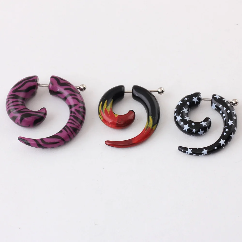 2pcs Hiphop Acrylic Spiral Ear Gauges Ear Tapers Stretching Plugs And Tunnels Expanders Body Piercing Jewelry (1.6-24mm