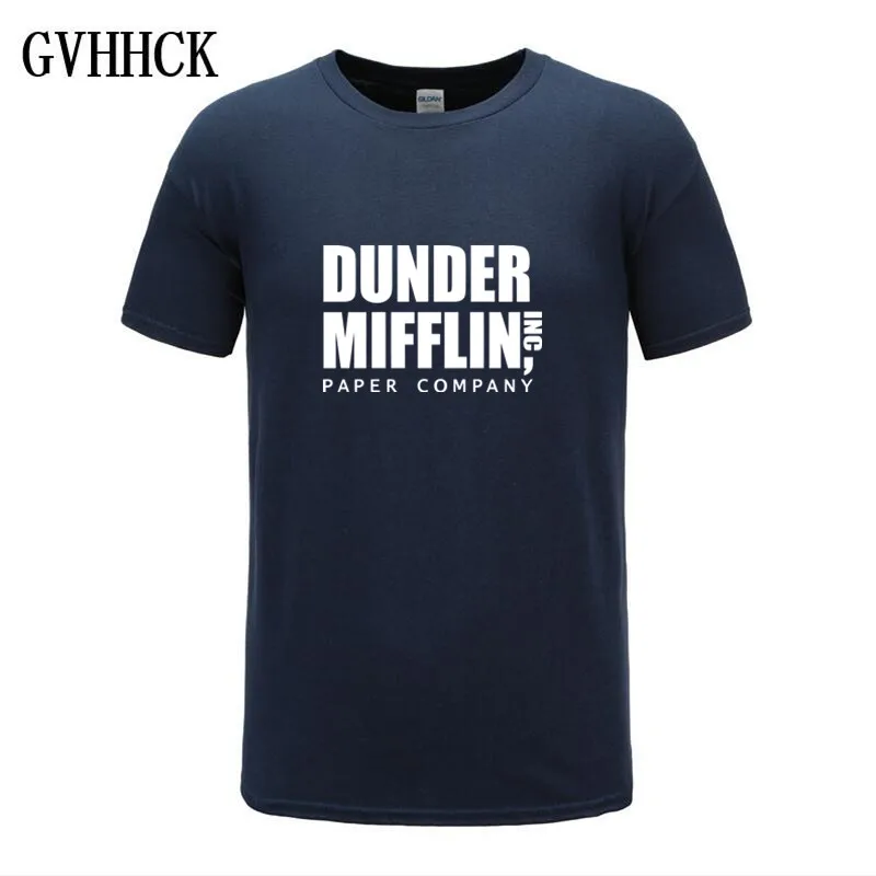 

2019 Men Short Sleeve The Office TV Show Dunder Mifflin Paper T-Shirt Crew Neck Tee Shirts For Men