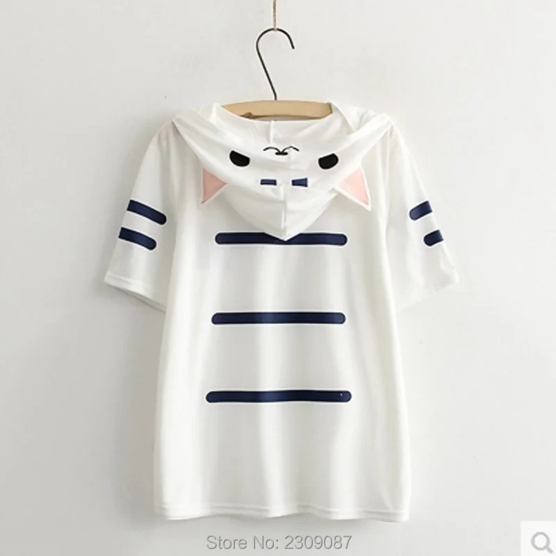 Harajuku Аниме Neko Atsume Мори Cute Cat с Печать Kawaii ДворТройник WXC|top tees|cute catt shirt |