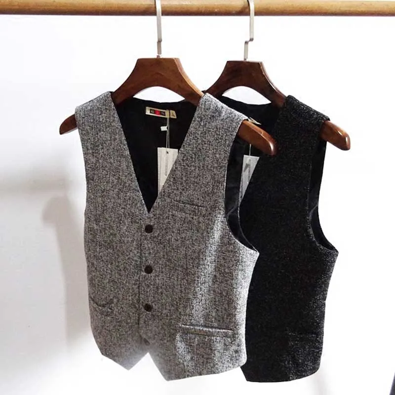 

Men's Four Seasons British Retro Solid Color Suit vest Snowflake Korean Handsome Casual Slim Waistcoat Men Clothes Plus Size 7XL