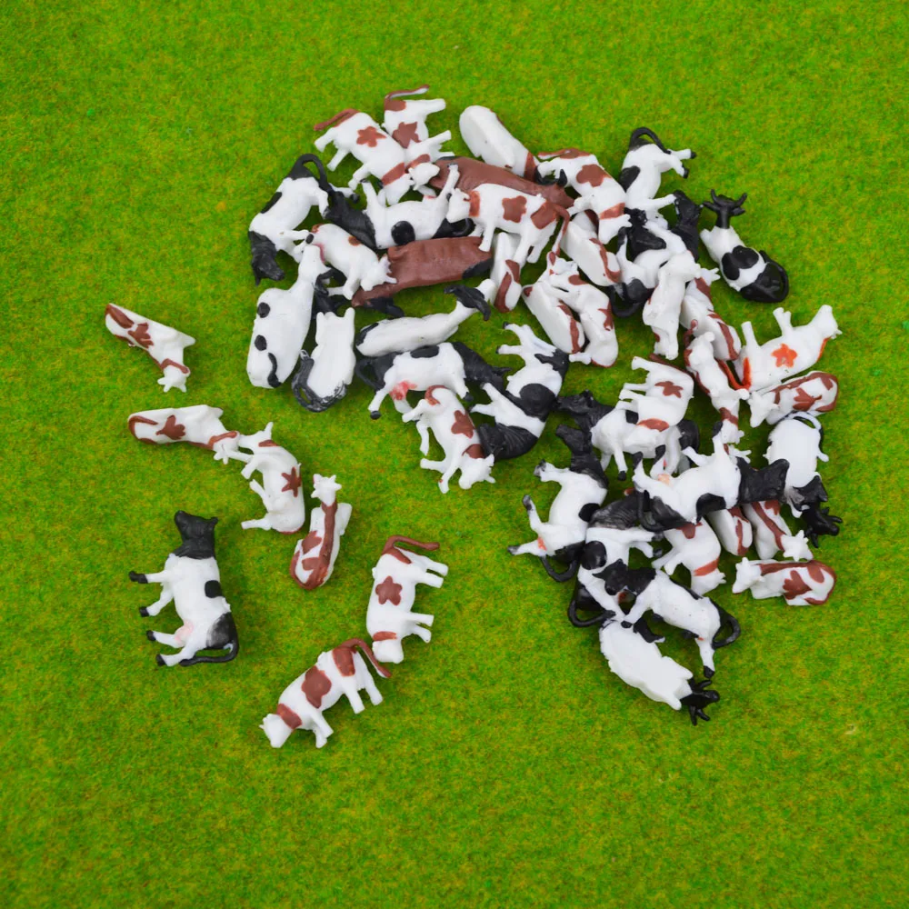 100pcs Scale 1 150 Model Painted Mixed Color Farm Animals Cows for Model Architecture Layout