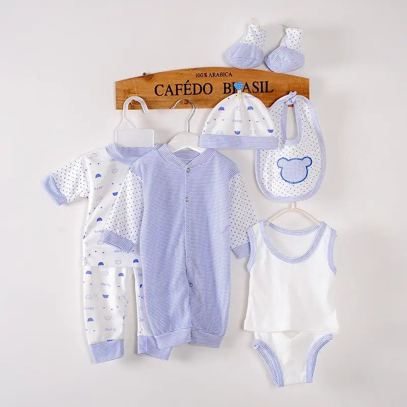 5pcs Autumn Infant Baby Jumpsuit cotton cartoon Boys Girls Rompers Clothes Sets Tops+Hats+Bibs+Pants 8 pieces Newborn | Детская одежда