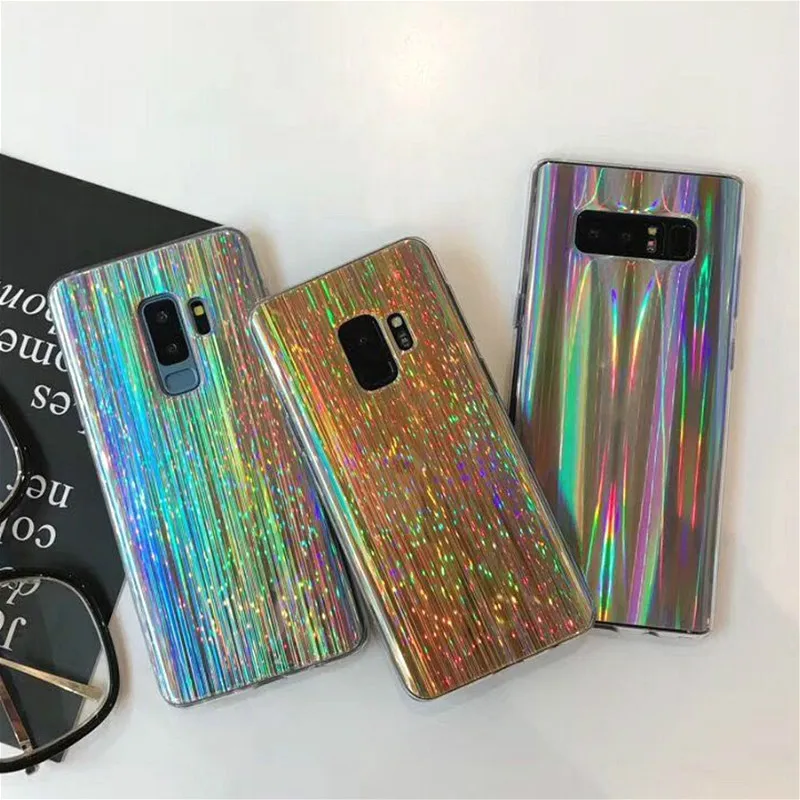 

Laser Line Pattern Silicone Case for Samsung S7 S9 Plus Cute Shell Cover Bumper Abstract Skins for NOTE 8
