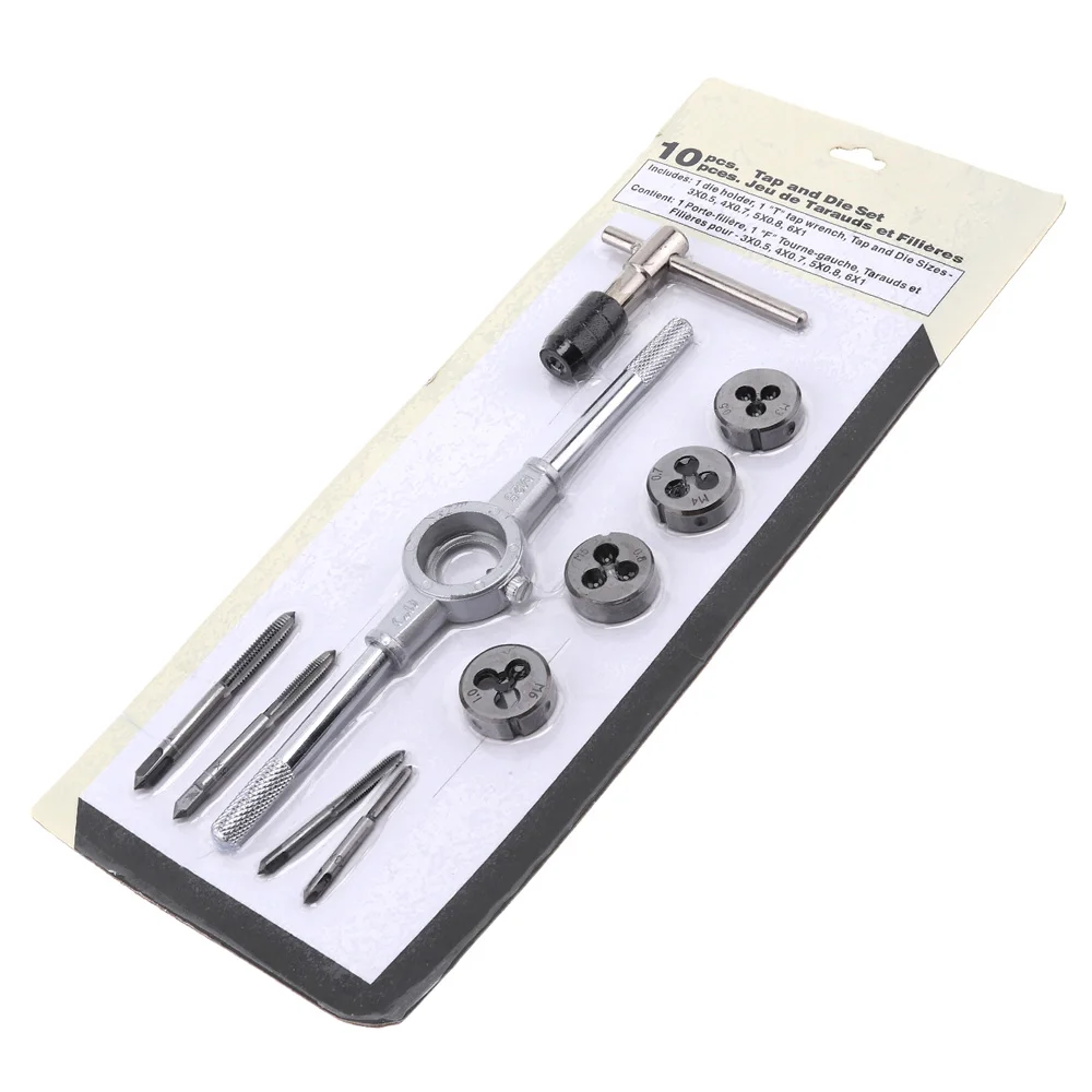 

10pcs/set Tap & Die Set Hand Tool M3 M4 M5 M6 Screw Tap Threading & Wrench Kit