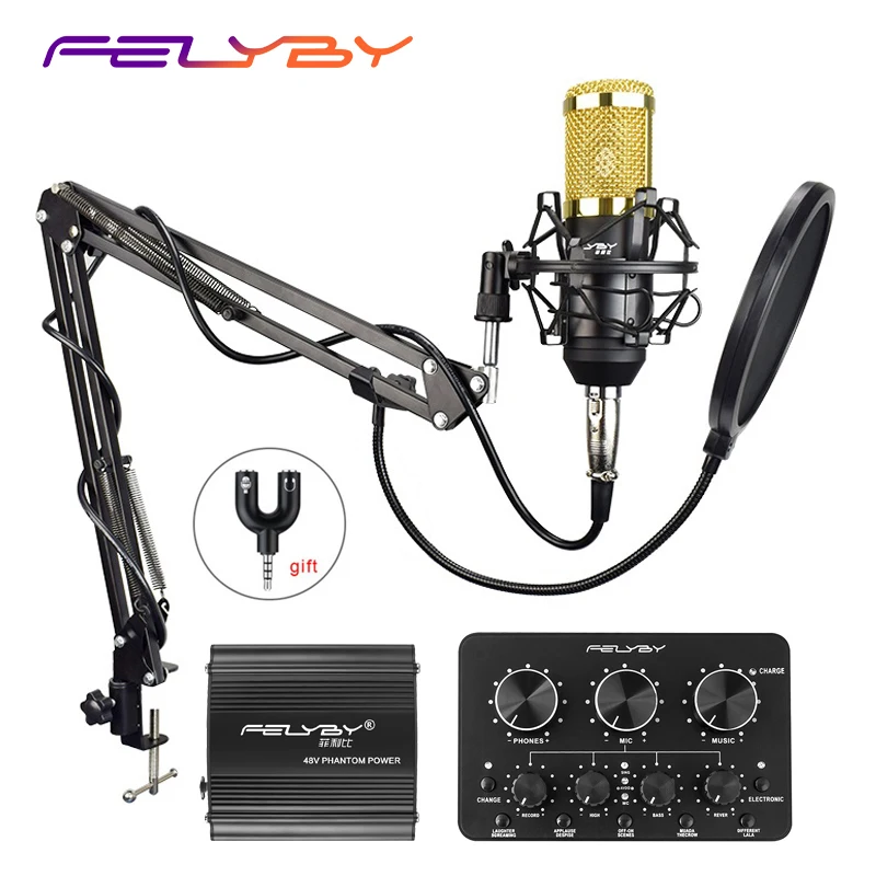 FELYBY 6 видов высококачественных конденсаторных комплекты микрофонов для записи