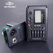 SV-M700 4 Band Acoustic Guitar EQ Equalizer with Tuner and Microphone Guitar Pickup High Quality Pickups for Folk Guitar Black
