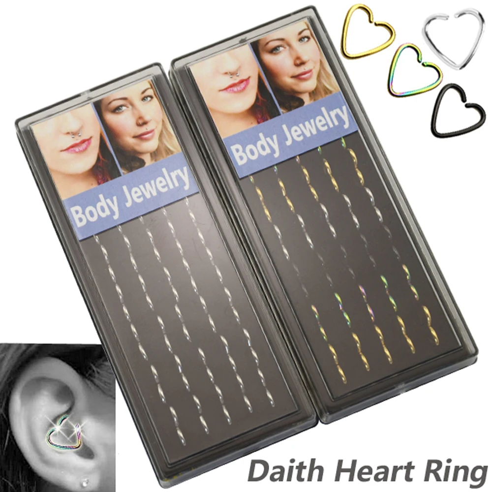 

40pcs/box Mixed Colors Ear Cartilage Tragus Earring Piercing Daith Heart Labret Rings Lip Hoop Nose Jewelry