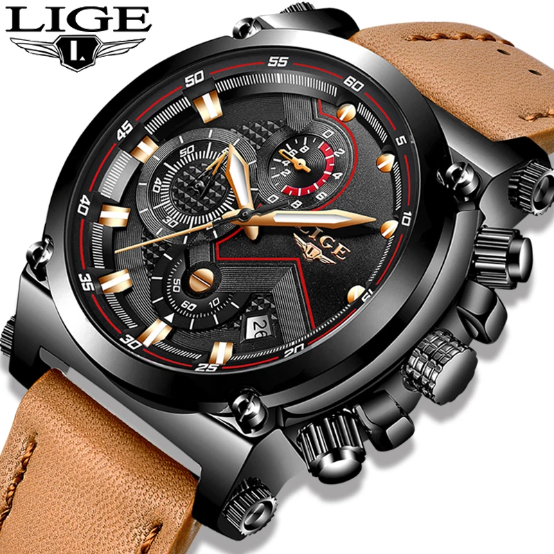 

Reloje 2018 LIGE Men Watch Male Leather Automatic date Quartz Watches Mens Luxury Brand Waterproof Sport Clock Relogio Masculino