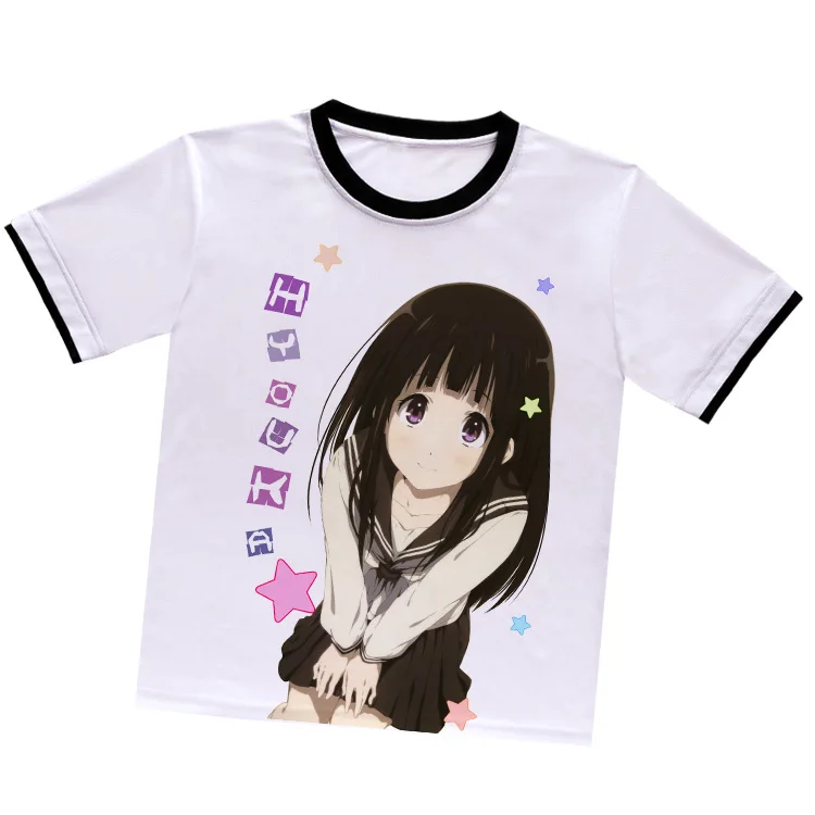 

Anime Hyoka Chitanda Eru T-shirt White Polyester T Shirt Summer Active Tshirt Animation Men Women Clothes