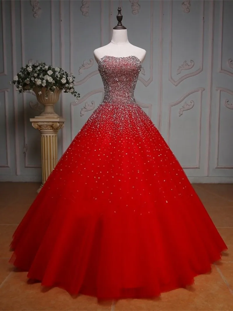 Vendita calda di Colore Rosso Abiti Da Sposa 2017 Dell'innamorato Bordato  abiti di Sfera abito vestido de noiva Abiti Da Sposa robe de mariage Plus  formato|robe de mariage|wedding gownsvestido de noiva -