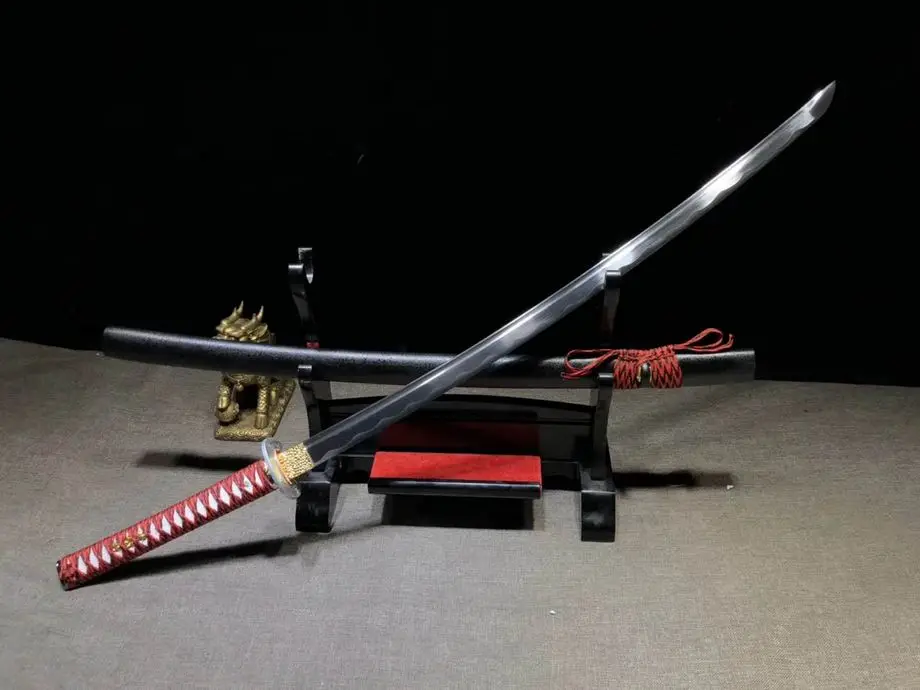 Ручная работа, меч японского Sharp HRC60 углерода Сталь самурайский меч, пластичный монтаж, режет бамбуковую трость